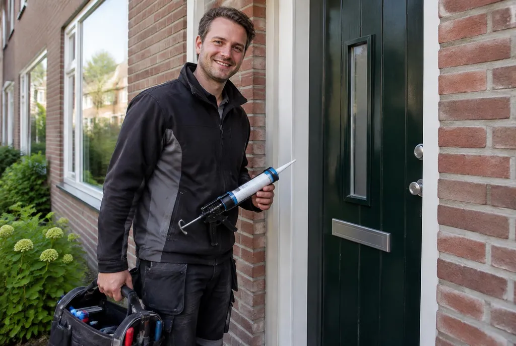 Vakman van Kitbedrijf Buren bij de voordeur van een woning